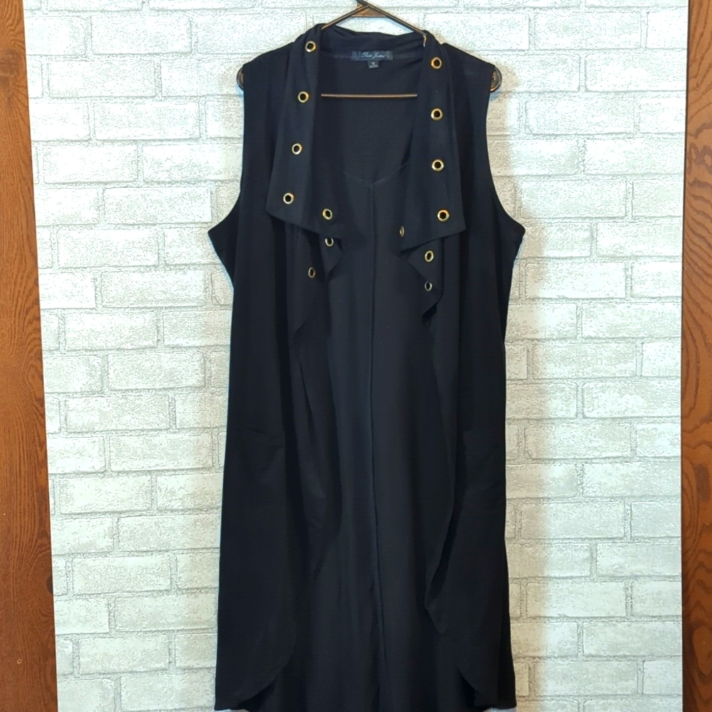 Poetic Justice Black Faux Suede Gold Eyelet Duster